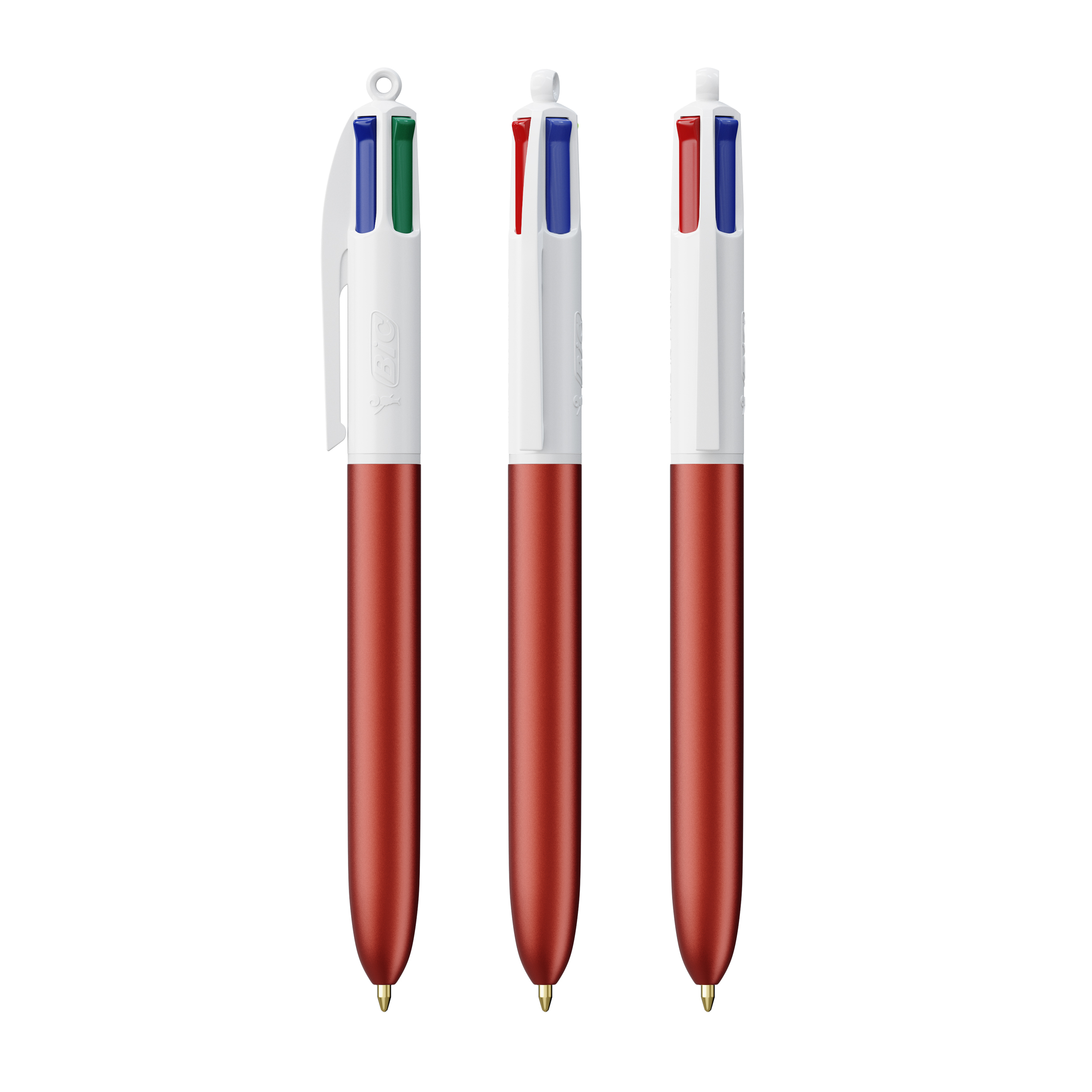 Stylo BIC® 4 Couleurs publicitaire Glacé avec Lanyard Glacé rouge - blanc